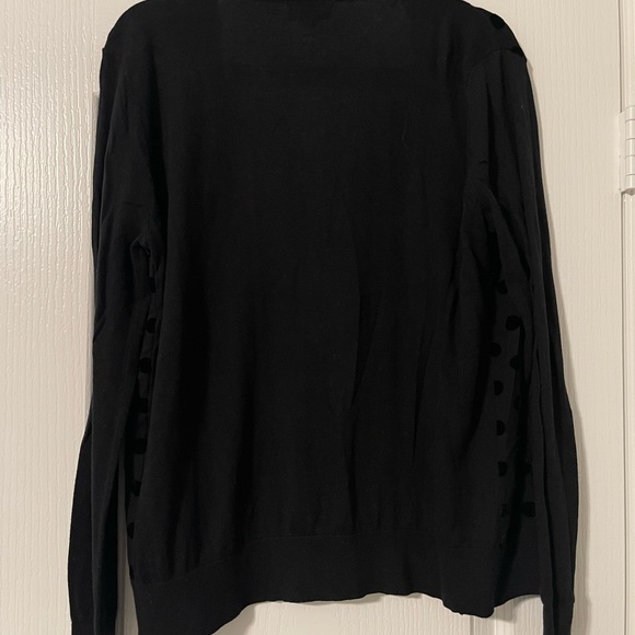 Black Loft Cardigan with Velvet Texture Polka Dots - Picture 3 of 3